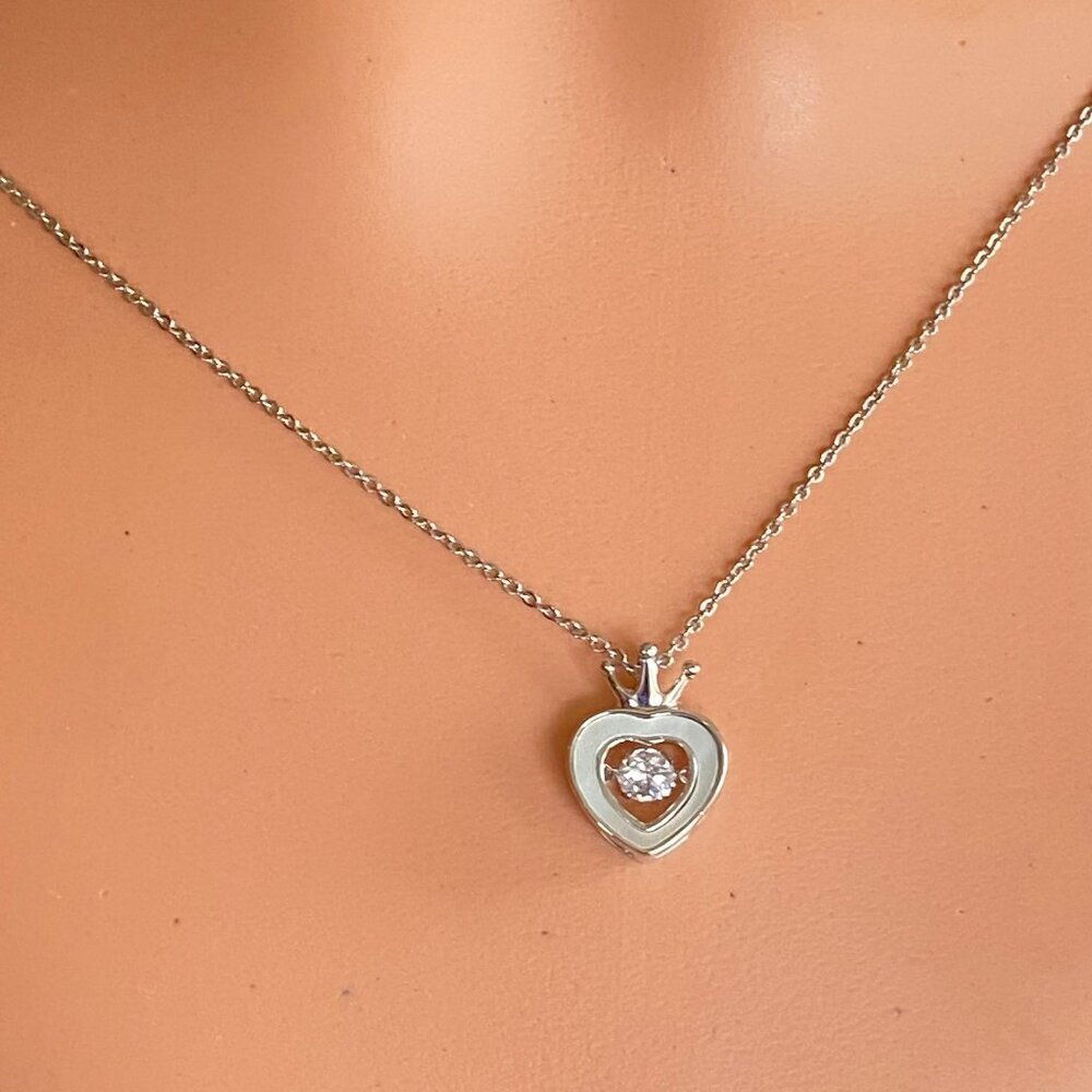 FAC Crown Of Hearts Flickering Silver Tone Necklace​​​